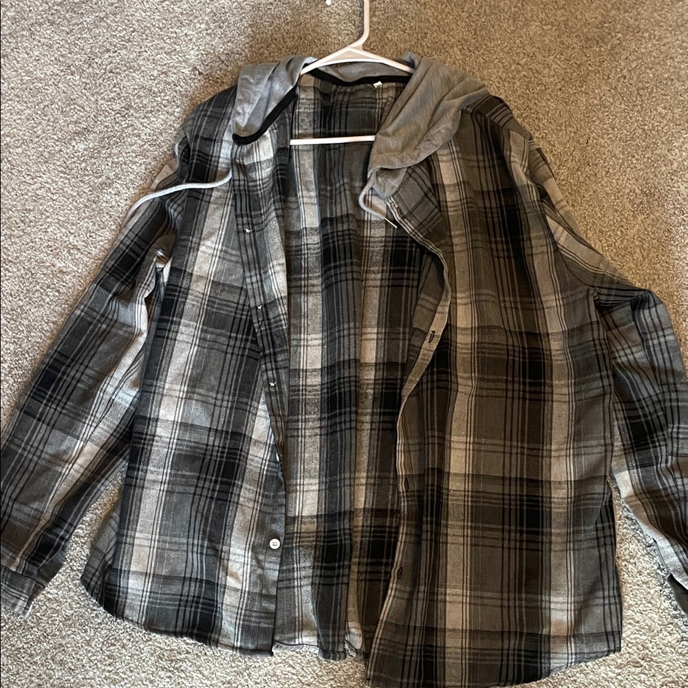Men's Black and Gray Plaid Shirt